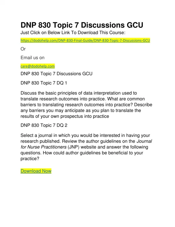 dnp 830 topic 7 discussions gcu just click
