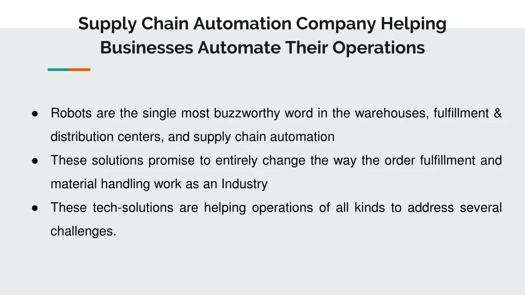 supply chain automation company helping businesses automate their operations