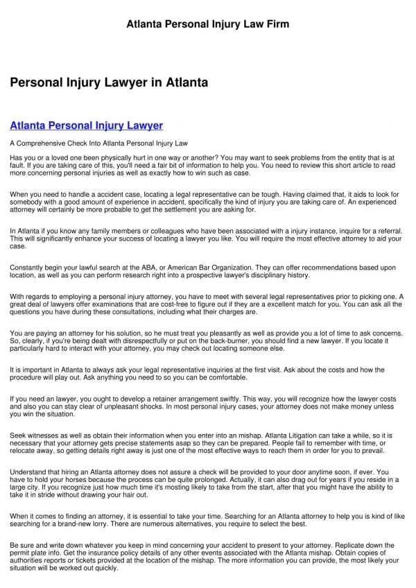 Atlanta GA Personal Injury Law Firms