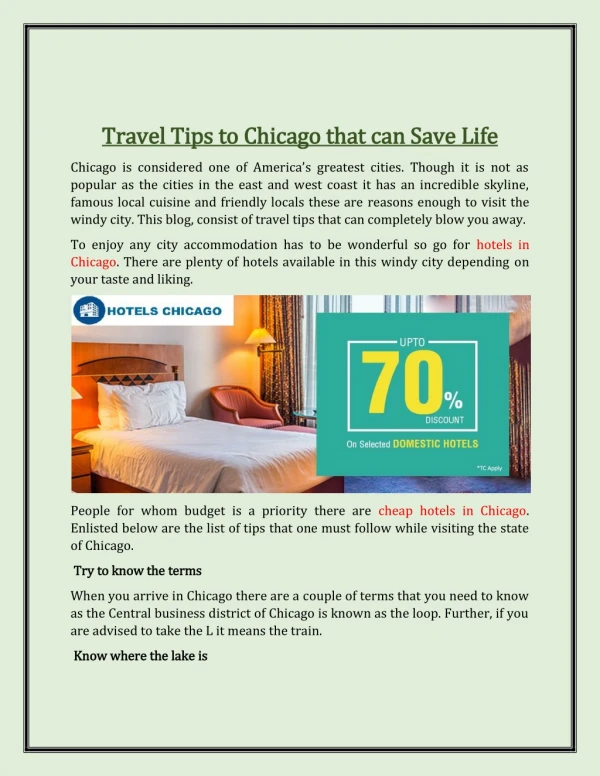 Travel Tips to Chicago that can Save Life
