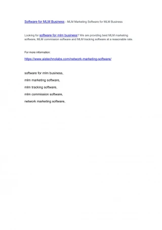 MLM Marketing Software - MLM Marketing Software for MLM Business - slide 1