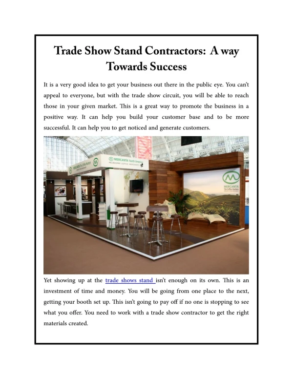 Trade Show Stand Contractors: A way Towards Success