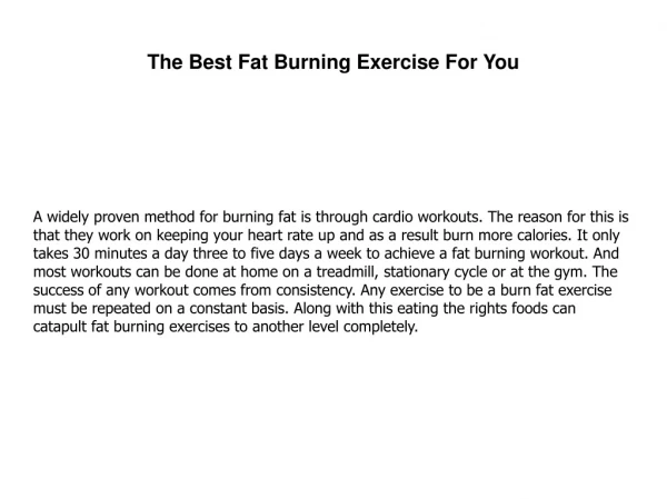 The Best Fat Burning Exercise For You