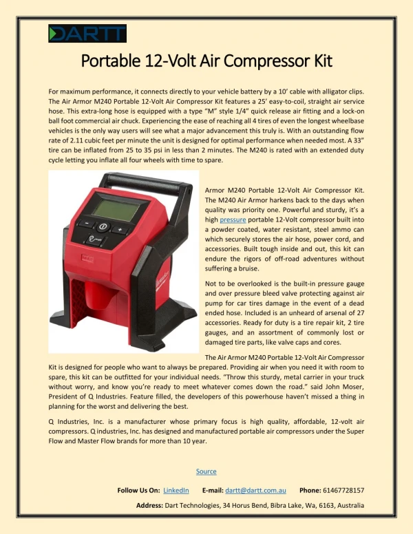 Portable 12-Volt Air Compressor Kit
