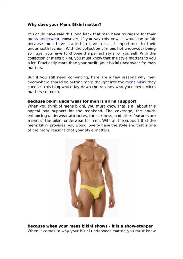 why does your mens bikini matter