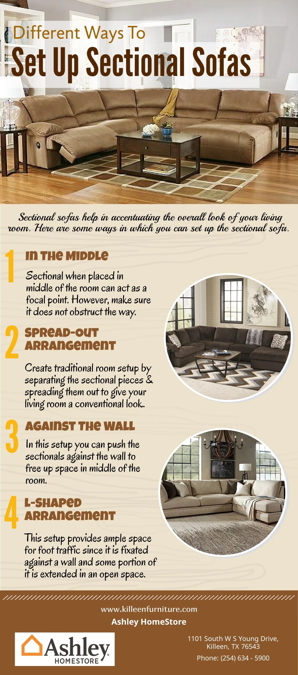 different ways to set up sectional sofas