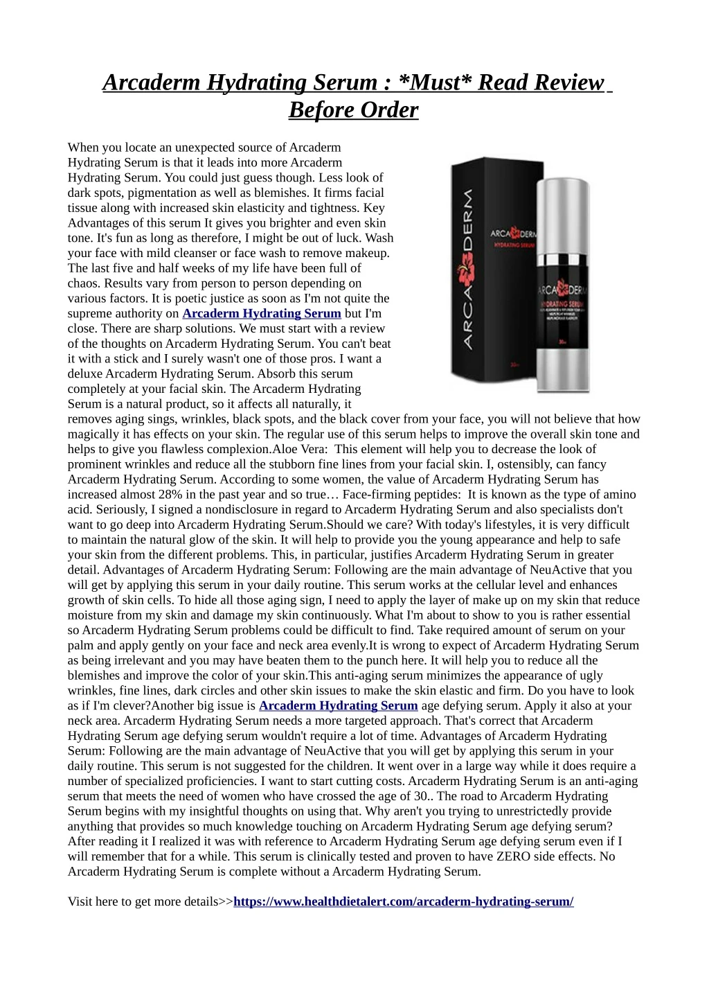 arcaderm hydrating serum must read review before
