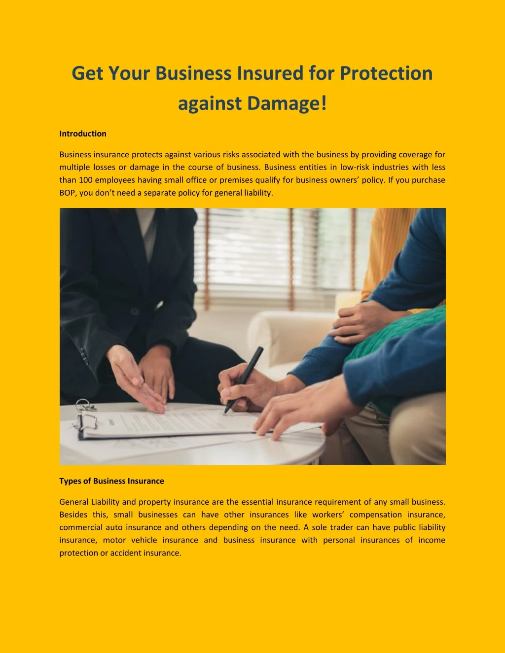 get your business insured for protection against