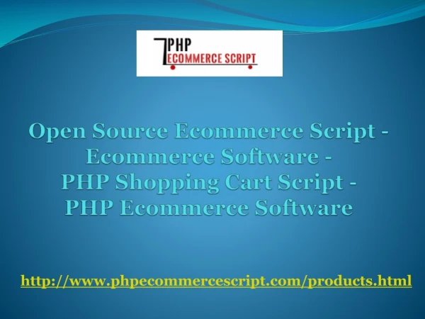 Open Source Ecommerce Script