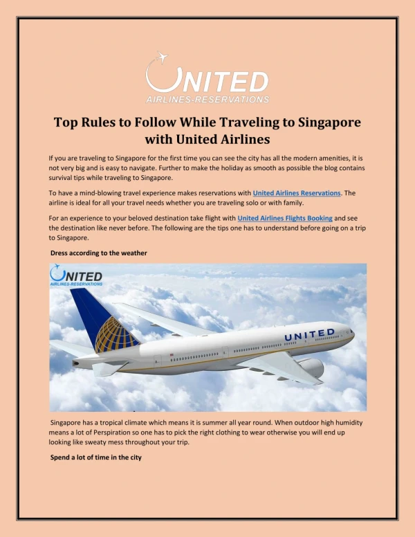 Top Rules to Follow While Traveling to Singapore with United Airlines