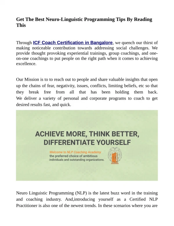 get the best neuro linguistic programming tips