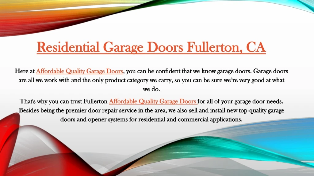 residential garage doors fullerton ca