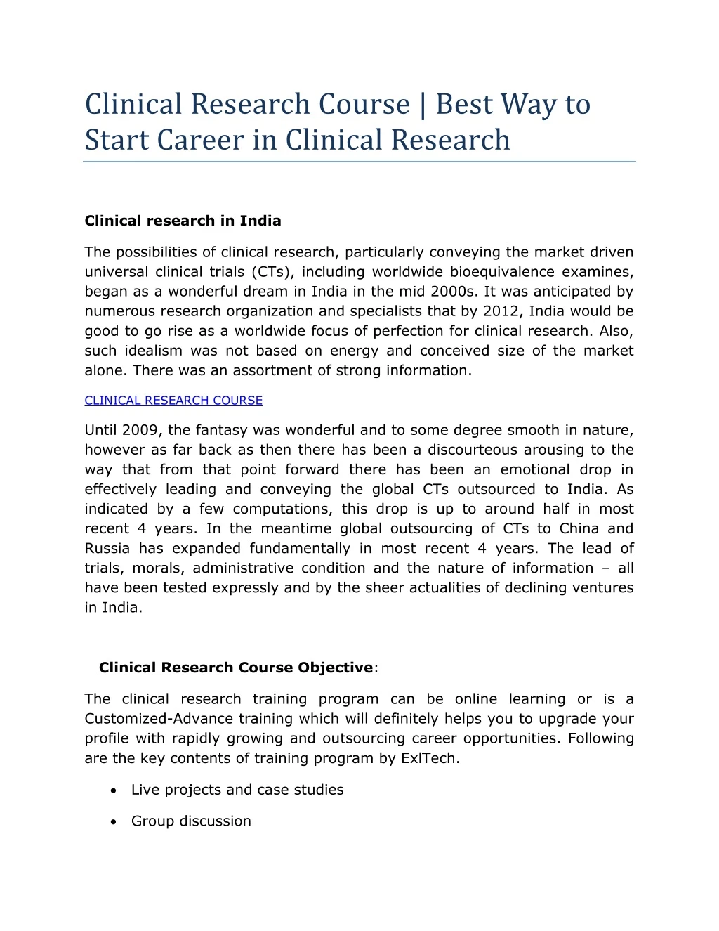 clinical research course best way to start career