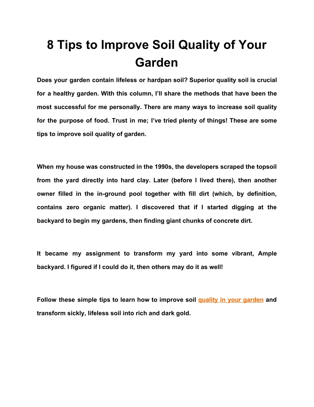 8 tips to improve soil quality of your garden