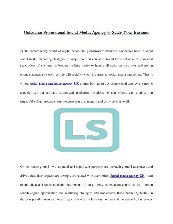 Outsource Professional Social Media Agency to Scale Your Business
