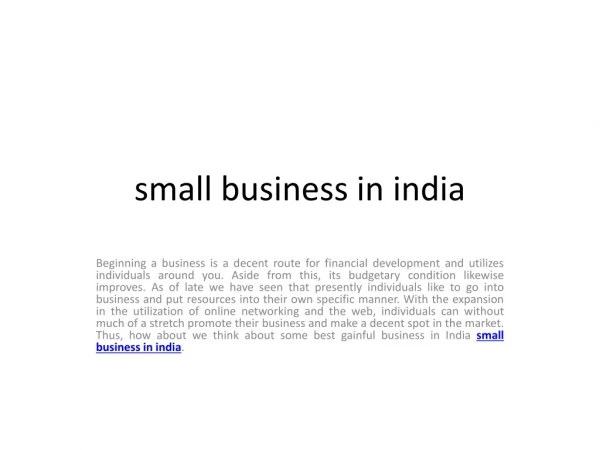 small business in india