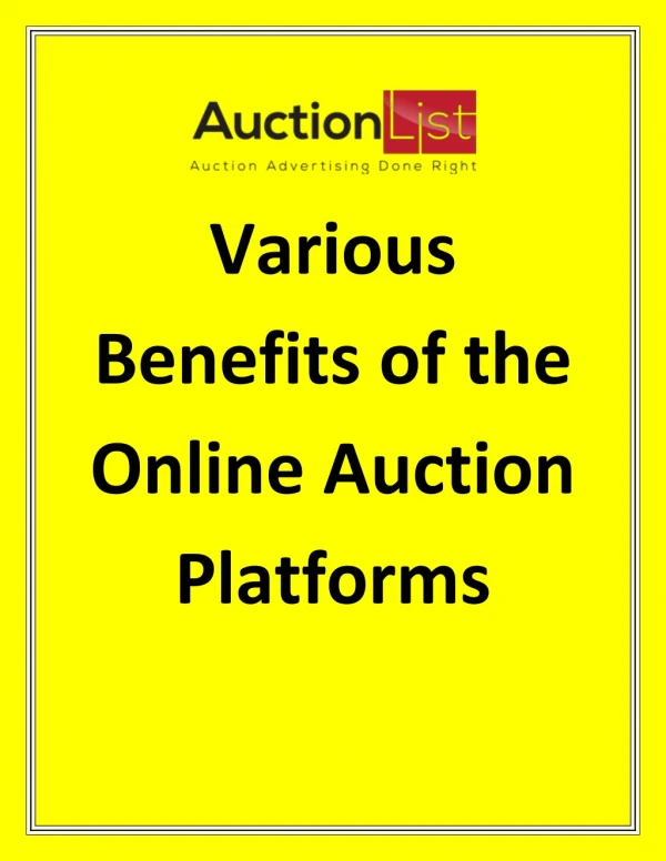 Various Benefits of the Online Auction Platforms