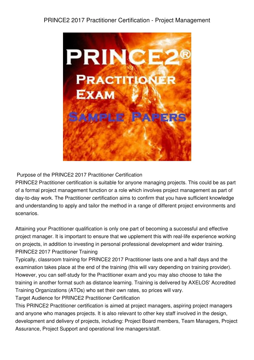 prince2 2017 practitioner certification project