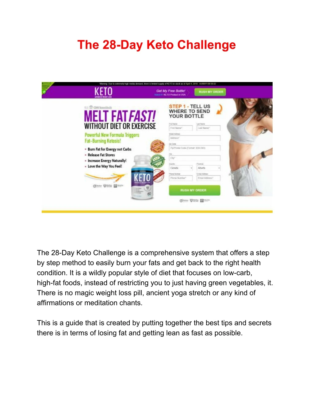 the 28 day keto challenge