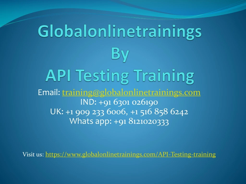 globalonlinetrainings by api testing training