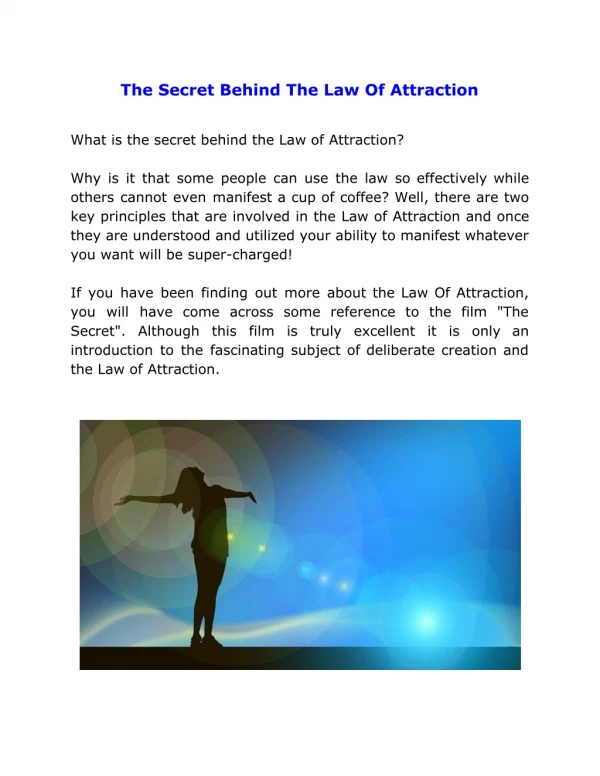 The Secret Behind The Law Of Attraction