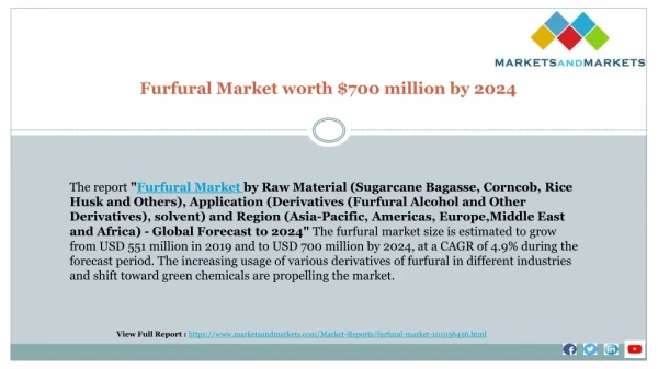Furfural Market Global Forecast to 2024