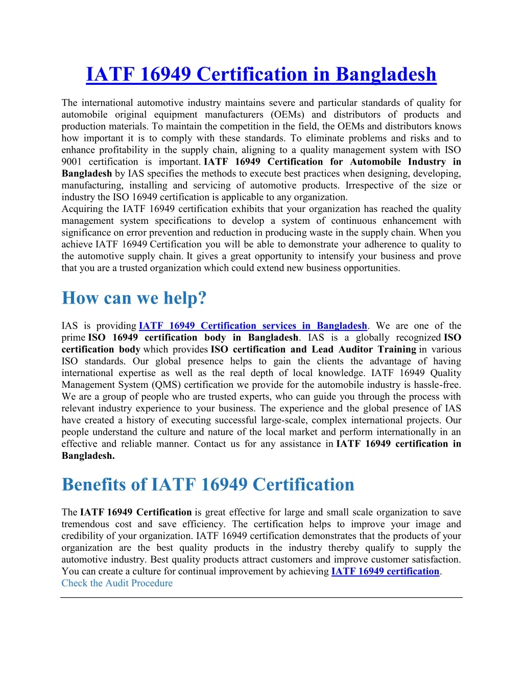 iatf 16949 certification in bangladesh
