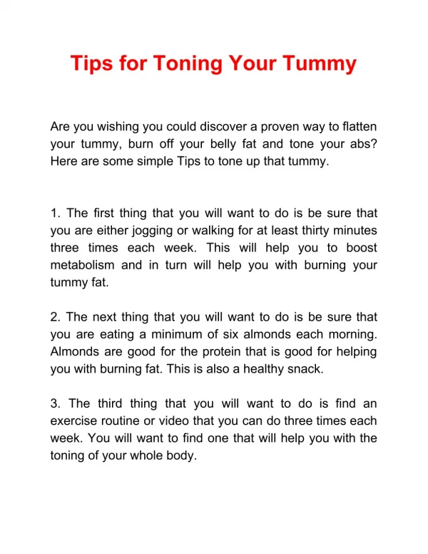 Tips for Toning Your Tummy
