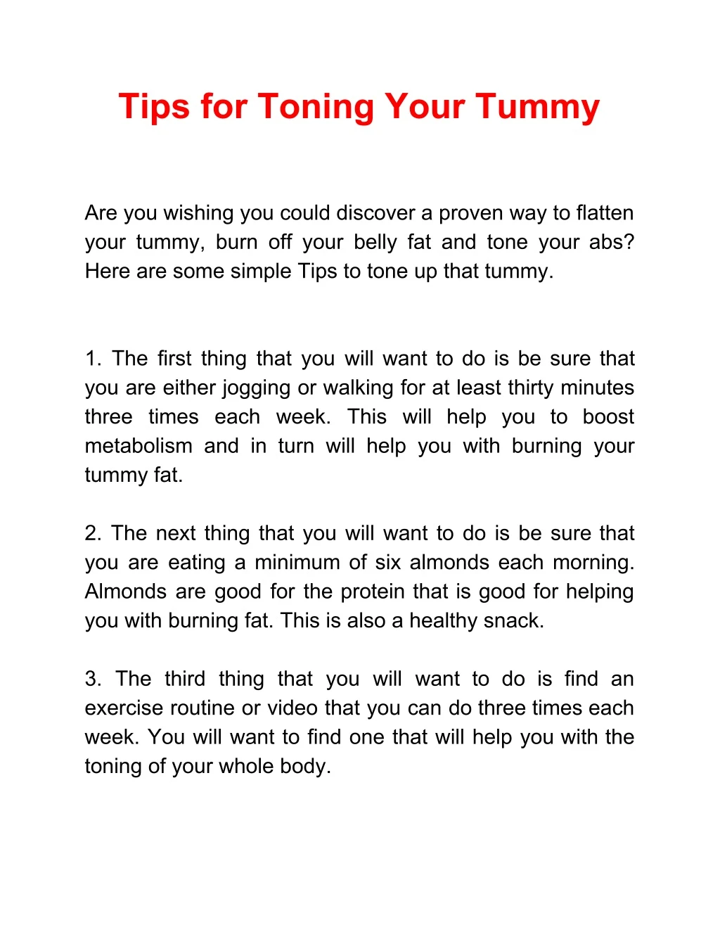 tips for toning your tummy