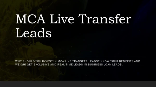 MCA Live Transfer Leads