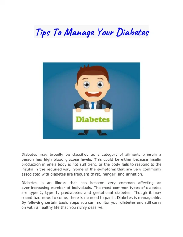Tips To Manage Your Diabetes