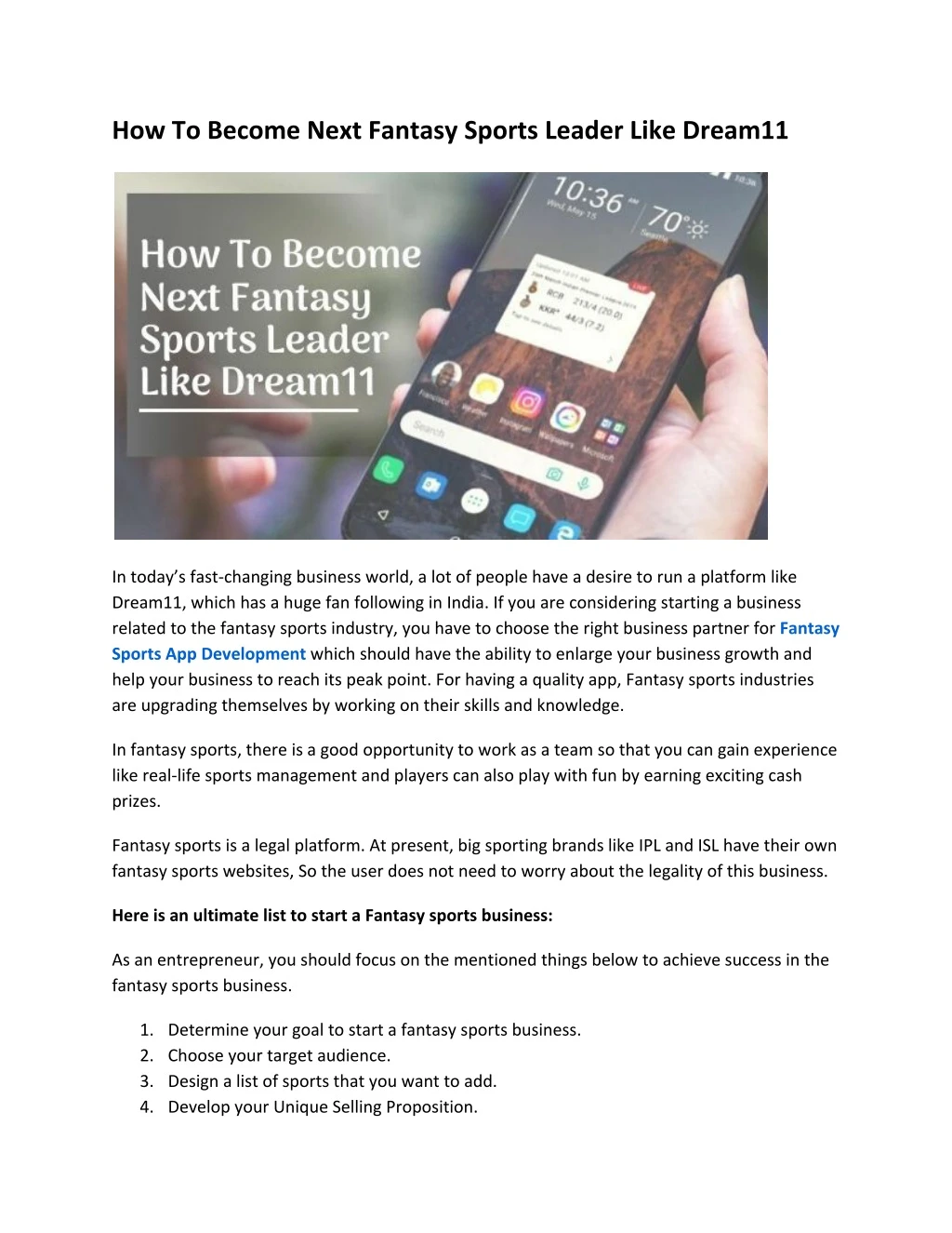 how to become next fantasy sports leader like