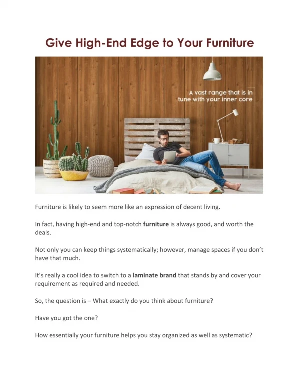 give high end edge to your furniture
