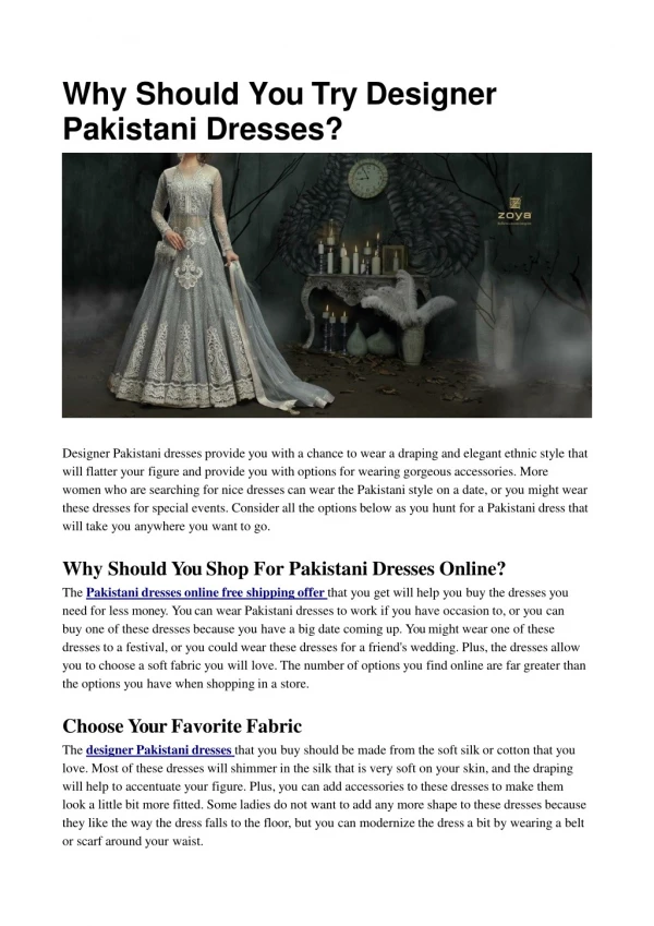 Why Designer Pakistani Dresse Attractive?