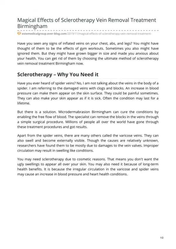 magical effects of sclerotherapy vein removal