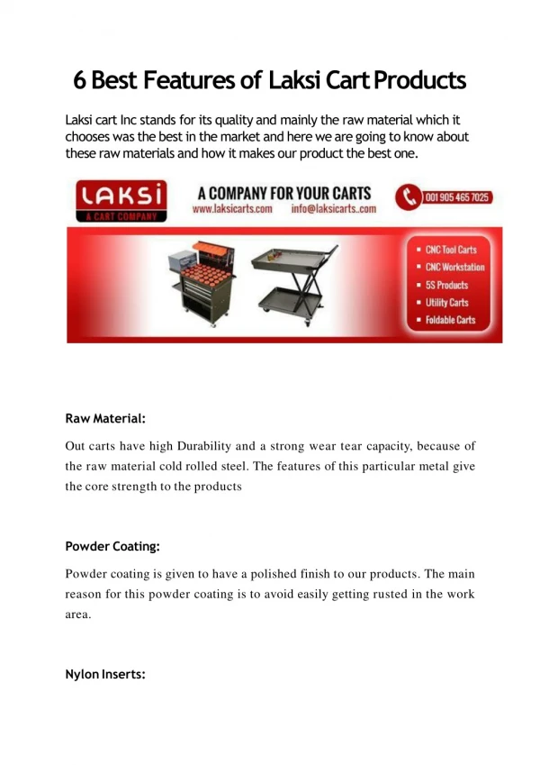 6 Best Features of Laksi Cart Products