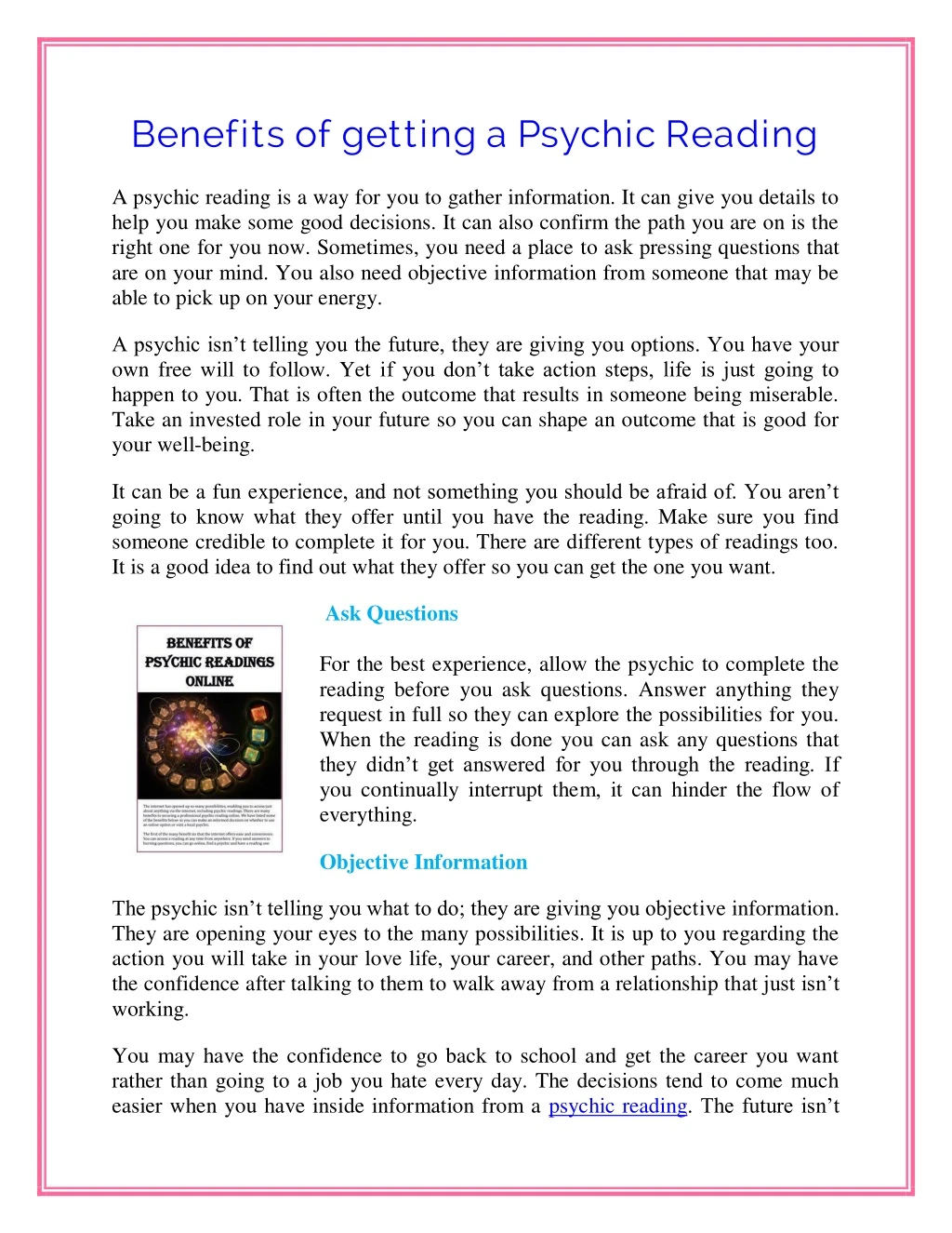 benefits of getting a psychic reading