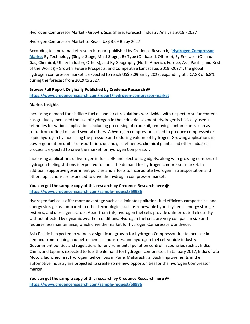 hydrogen compressor market growth size share