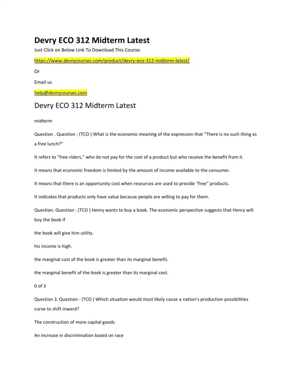 devry eco 312 midterm latest just click on below
