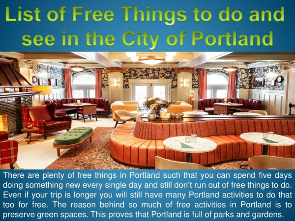 List of Free Things to do and see in the City of Portland