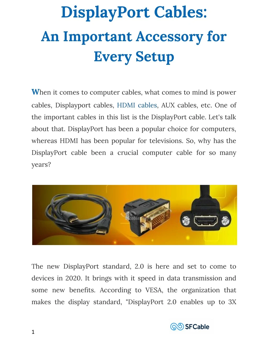 displayport cables an important accessory
