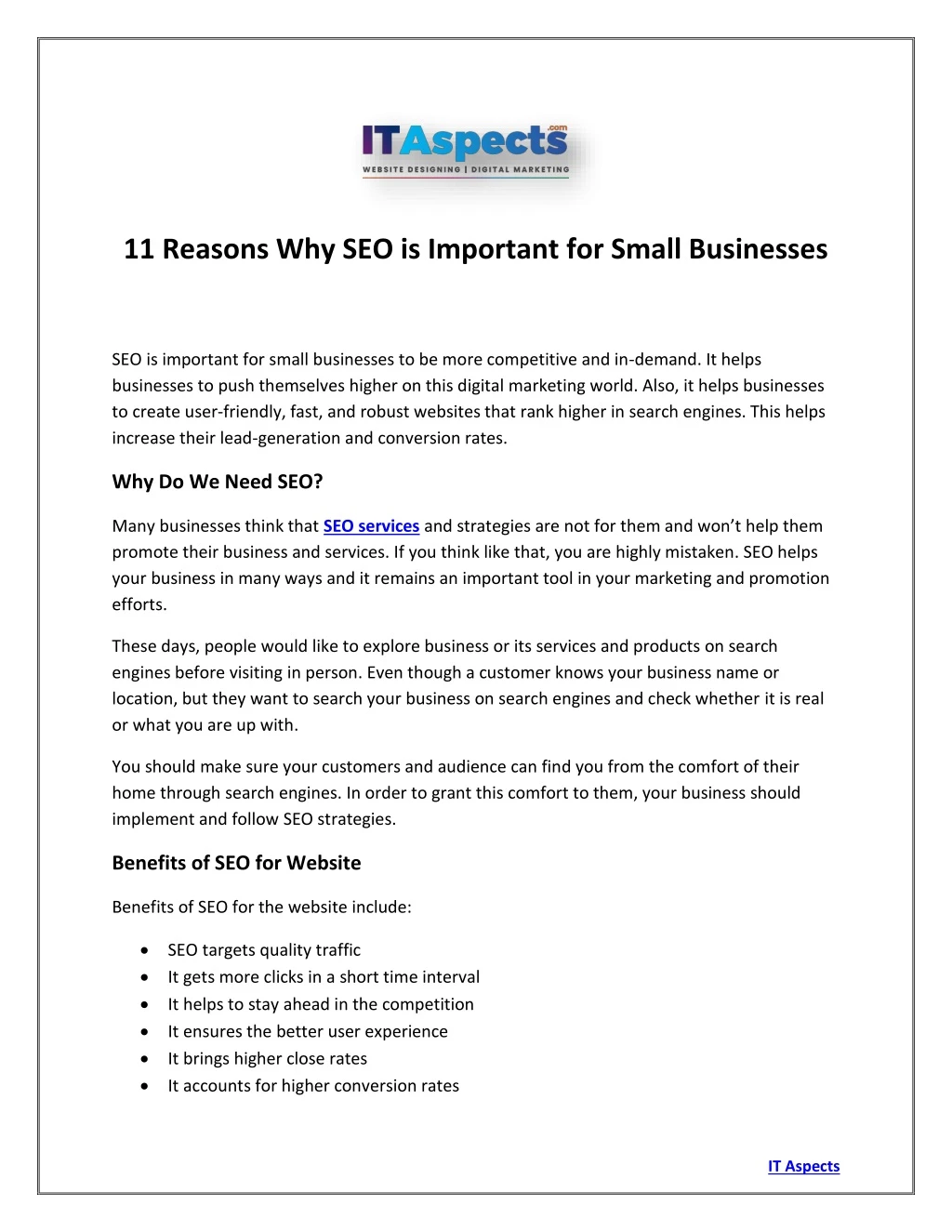 11 reasons why seo is important for small