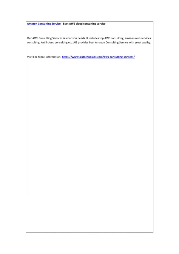 amazon consulting service best aws cloud