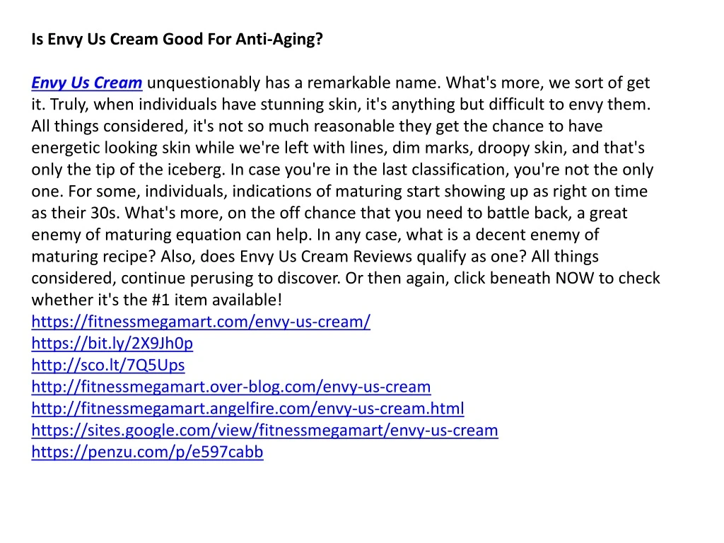 is envy us cream good for anti aging envy