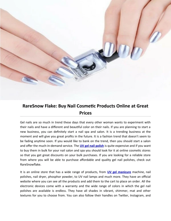 RareSnow Flake: Buy Nail Cosmetic Products Online at Great Prices