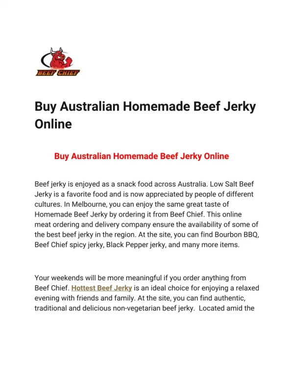 Buy Australian Homemade Beef Jerky Online