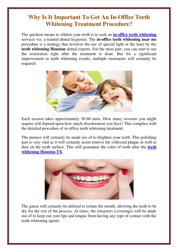 why is it important to get an in office teeth