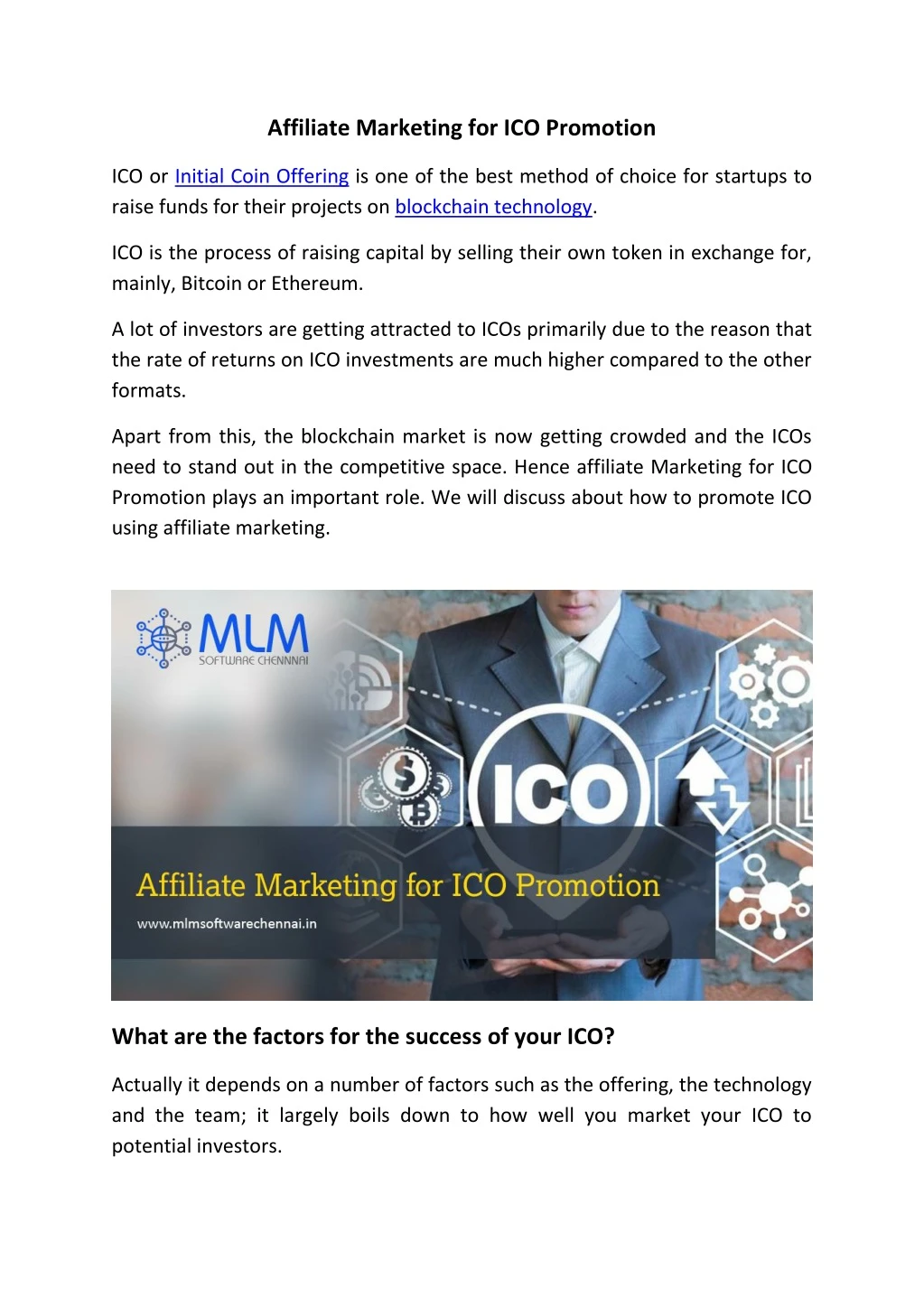 affiliate marketing for ico promotion