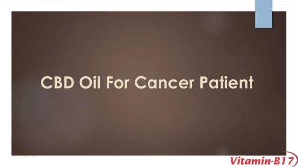 CBD Oil for Cancer patient