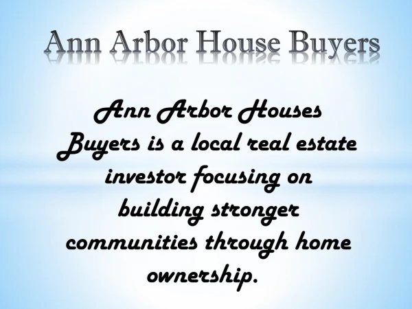 We Buy Houses Ann Arbor